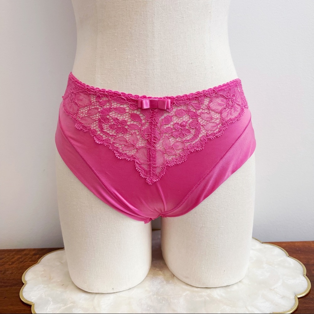 Vintage Ritratti Pink Lace Full Brief Panty Nylon Blend Made Italy L NEW